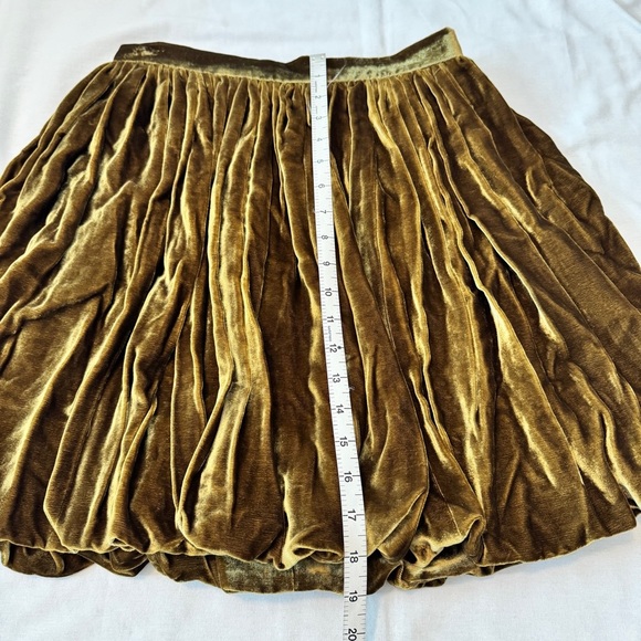 NEW Rebecca Taylor 4 Golden Velvet Mini Skirt ~ Bubble Hem Party Festive - Picture 6 of 8